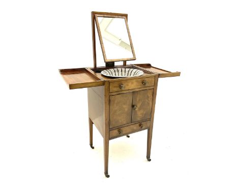 Georgian mahogany night stand, opening top to reveal retracting mirror, ceramic bowl includedDimensions: Height:&nbsp;90cm&nb