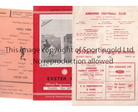 EXETER CITY      Seven programmes in season 1962/3 for Western League matches including 2 single sheet homes v Bridgwater Tow