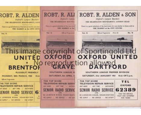 OXFORD UNITED / HEADINGTON UNITED     Three home programmes: Headington v Brentford 28/3/1960 Friendly, Final season as Headi