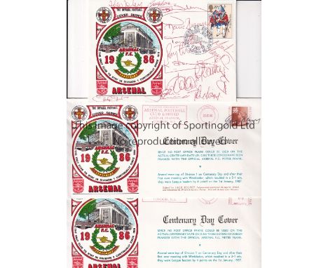 ARSENAL / AUTOGRAPHS     Three First Day Covers, 1986 signed by 14 including George Graham, Theo Foley, O'Leary, Groves, Sams