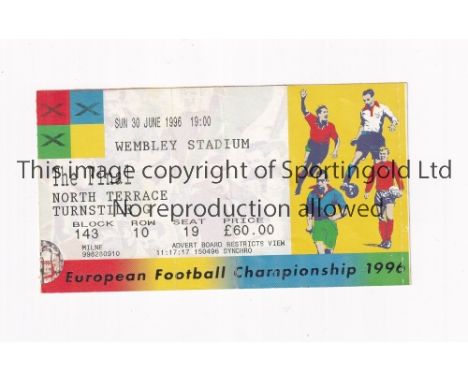1996 EURO / ENGLAND      Ticket for the Final, Czech Republic v Germany, slightly creased.     Generally good