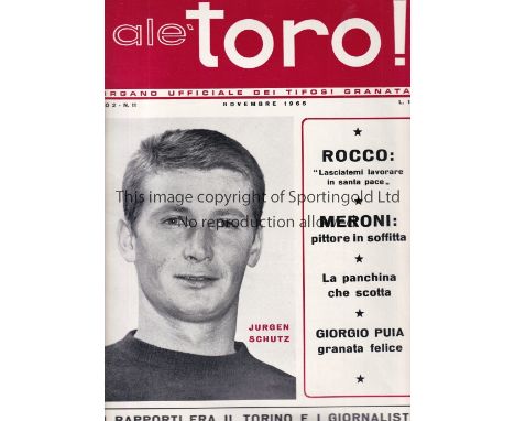 LEEDS UNITED        Torino v Leeds 6/10/1965 Fairs Cup played at Stadio Comunale in Turin. Official Torino club Rivista "Ale 