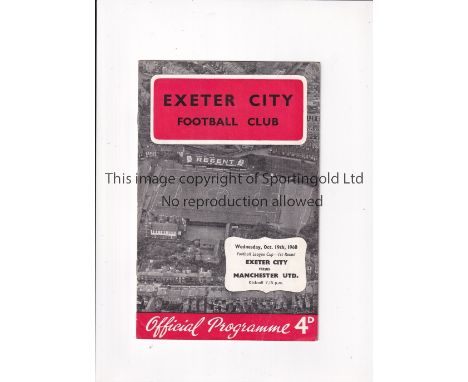 FOOTBALL LEAGUE CUP FIRST SEASON 1960-1 / EXETER CITY V MANCHESTER UNITED      Programme for the tie at Exeter 19/10/1960, ve