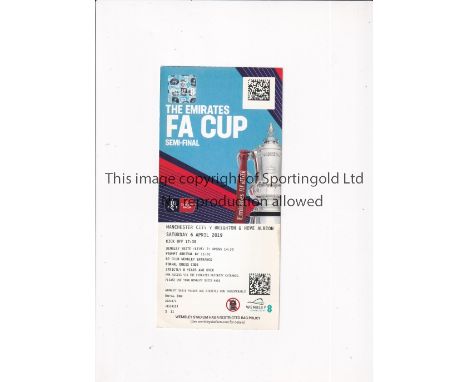 2019 FA CUP SEMI-FINAL / MANCHESTER CITY V BRIGHTON &amp; HOVE ALBION     Royal Box ticket.    Good
