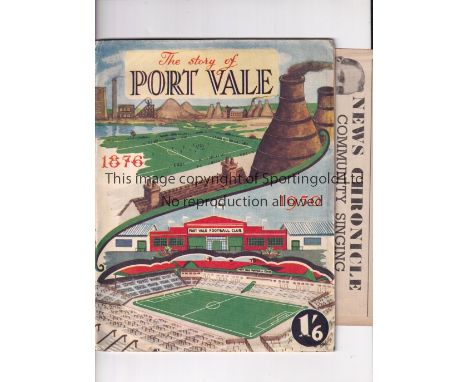 PORT VALE    Souvenir Brochure "The story of Port Vale" (centre page detached) to celebrate the opening of the new ground at 