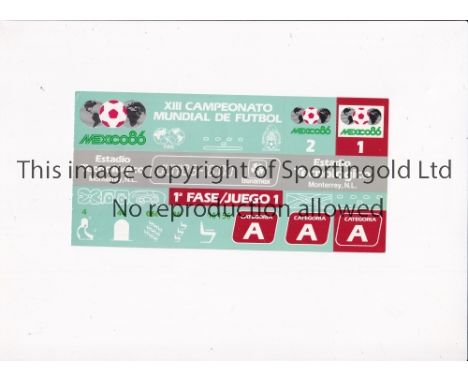 1986 WORLD CUP       Unused ticket for England v Portugal 3/6 at the Technological Stadium. Staple holes on the left.   Gener