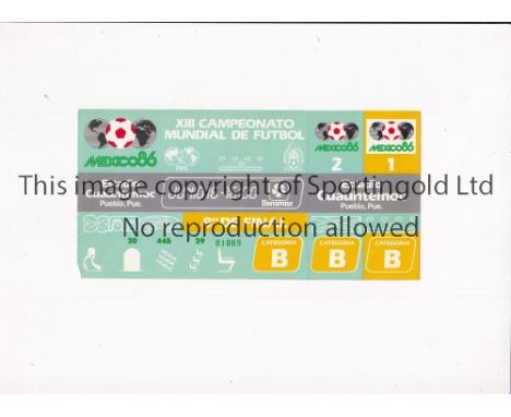 1986 WORLD CUP      Unused ticket for Argentina v Uruguay, Round of 16 match, 16/6/1986 at the Cuauhtémoc Stadium. Staple hol