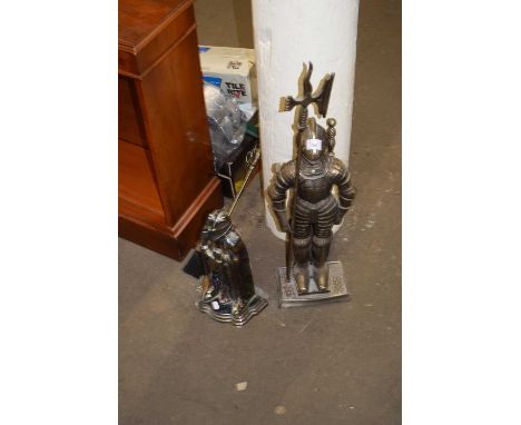 TWO KNIGHT SHAPED FIRE TOOL STANDS
