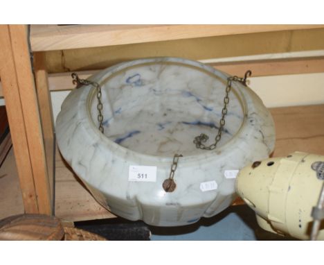 VINTAGE MARBLED GLASS CEILING LIGHT SHADE