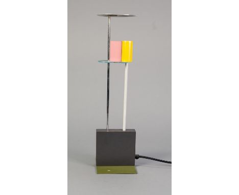 ETTORE SOTTSASS 'PICCADILLY' COLOURED METAL TABLE LAMP DESIGNED BY GERALD TAYLOR, 1982, finished in blue, yellow, pink,  whit