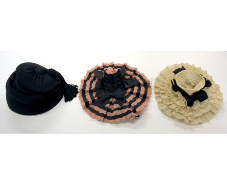 Three vintage hats, two with labels for the Army & Navy Store Ltd in Bombay. Prov. Colleen Pearce (nee Milsom)Estate, West Su