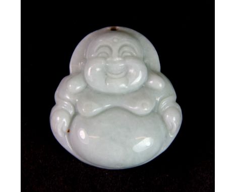 A Chinese carved nephrite jade amulet of the happy Buddha, H. 4.2cm.