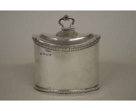 A Georgian style&nbsp;silver&nbsp;tea caddy,&nbsp;by George Nathan &amp; Ridley Hayes, Birmingham 1912, 10cm high, 160g. 
