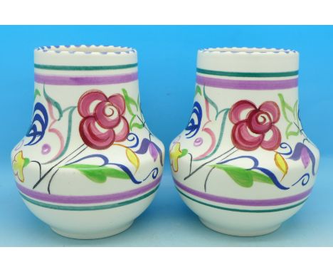A pair of Poole vases, 12.5cm