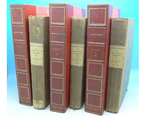 Three first edition books, Red Gauntlet by Walter Scott, 1824, in original publisher's boards, in later boxes