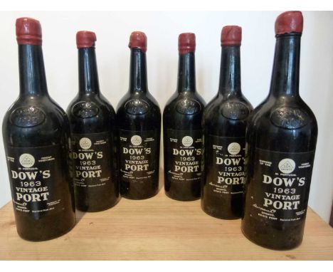 6 Bottles Dow’s Vintage Port 1963 6 Bottles Dow’s Vintage Port 1963 (1 b/n, 2 vts, 2 t/s 1 u/s,)