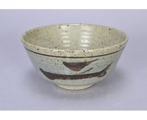 Leach Pottery; a stoneware Z bowl,&nbsp;iron brushwork on cobalt washed ground, impressed pottery mark, diameter 22cm&nbsp;Ad