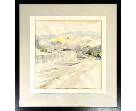 EWEN HENDERSON (1934-2000); a watercolour study, 'Barnes, Riverview Eastwards', signed and dated 1979, gallery label verso, 3