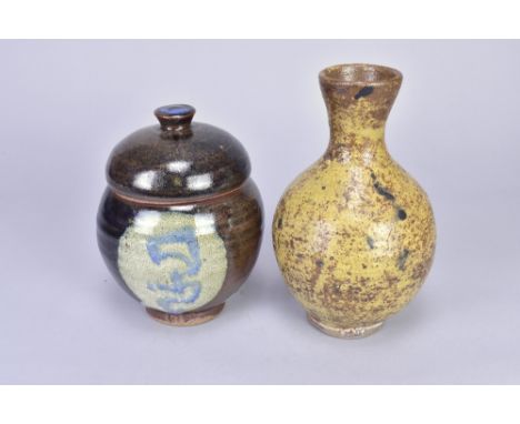 TREVOR CORSER (1938-2015) for Leach Pottery; a stoneware jar and cover and a bottle, impressed TC and pottery marks, tallest 