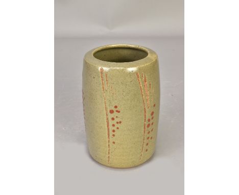 DAVID LEACH (2011-2005) for Lowerdown Pottery; a cylindrical stoneware vase, impressed DL and pottery marks, height 15cm. (D)