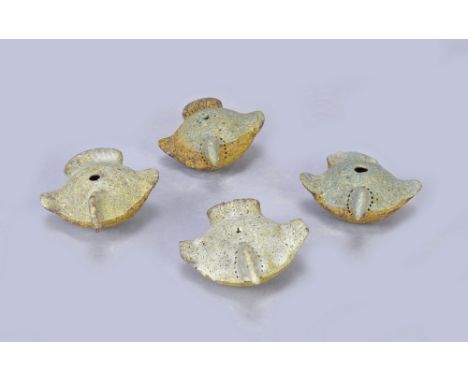 IAN GODFREY (1942-1992); a group of four stoneware bird rattles, made circa 1970s, lengths 5.5cm (4). (D)Additional Informati