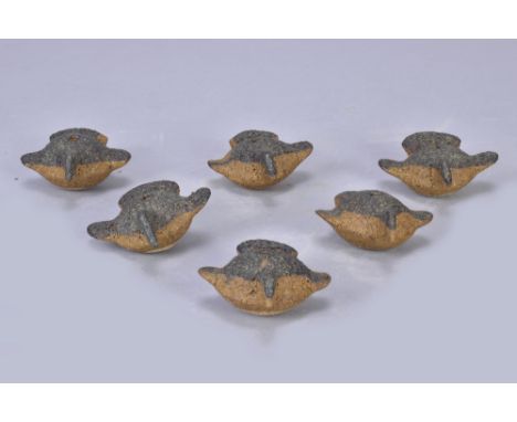 IAN GODFREY (1942-1992); a group of six stoneware bird rattles, made circa 1970s, lengths 6cm (6). (D)Additional InformationA