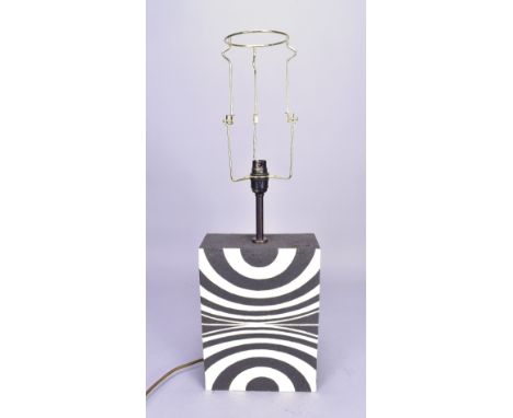 GILLIAN MONTEGRANDE (born 1960); a rectangular stoneware lamp base, 'Doppler', black vulcan clay and white Y-material, incise