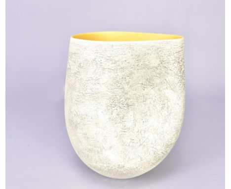 ASHRAF HANNA (born 1967); a textured vessel with yellow interior, incised ASH mark, made 2011, height 26cm.&nbsp;Additional I