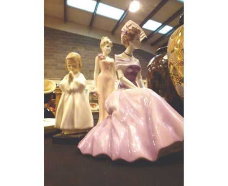 Three ceramic figures including Royal Doulton and Coalport