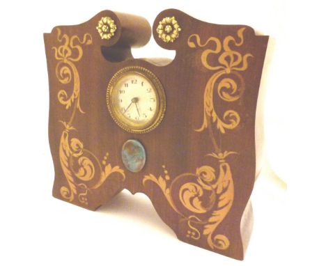 Arts and Crafts inlaid mantle clock H: 22 cm 