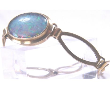 9ct gold opal set bangle, 9.9g