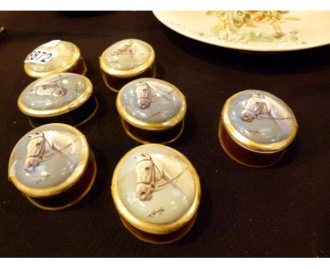 7 ceramic trinket boxes picturing horses heads