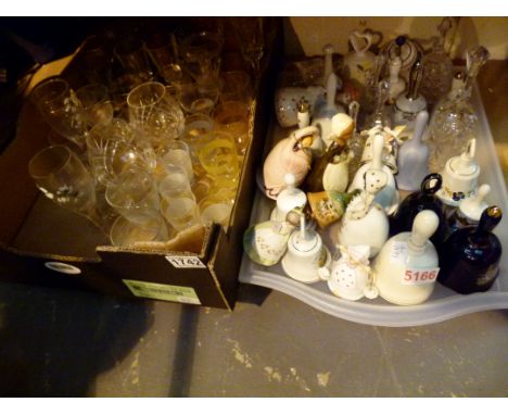 Collection of glass and ceramic bells and a selection of vintage glassware