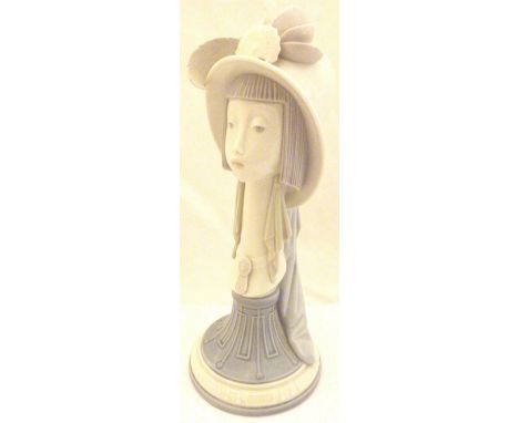 Lladro ceramic large female head, H: 33 cm   CONDITION REPORT:  The item is in good condition apart from a small chip on the 