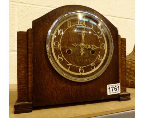 Oak cased chiming Enfield mantle clock 