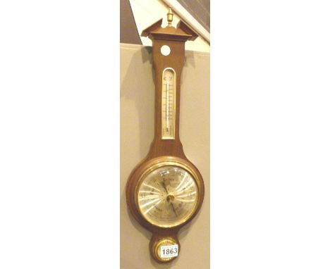 Huger oak cased barometer hygrometer thermometer