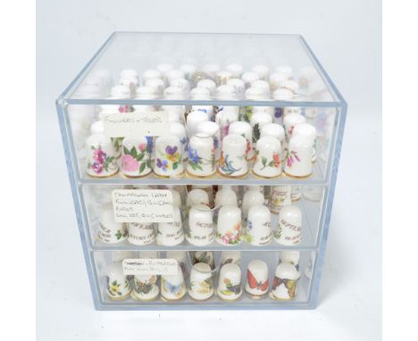 A collection of sets and part sets of Caverswall ceramic thimbles including all the months of a Diary of an Edwardian Lady pl