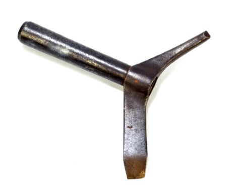 A late 19th century railway universal key/carriage door tool with three ends, stamped 'R&WA', length 10cm.