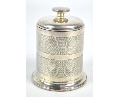 JOSEPH GLOSTER LTD (possibly); an early to mid 20th century hallmarked silver engine turned cigarette dispenser with brass/ni