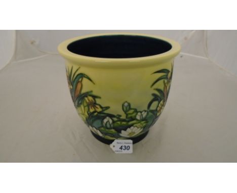 MOORCROFT POTTERY PLANTER DECORATED IN THE LAMIA PATTERN (WATERLILLIES AND BULLRUSHES), PRINTED AND PAINTED MARKS TO BASE, AP
