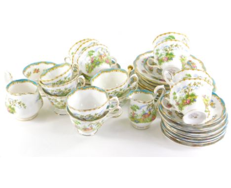 A Royal Albert Chelsea Bird pattern part tea service, to include cake stand, cups, 7cm high, saucers, side plates, etc., prin