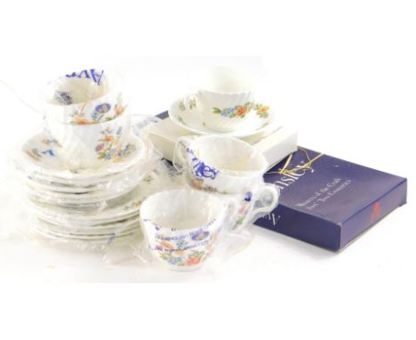 An Aynsley Cottage Garden part tea service, to include, side plates, 17cm dia., cups, saucers, etc., printed marks beneath. (