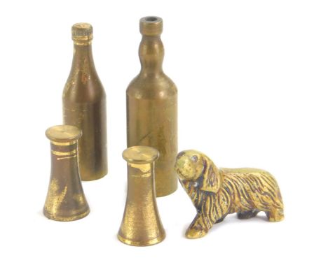 Various miniature metal items, two cups, bottle, 5cm high, etc. (a quantity)