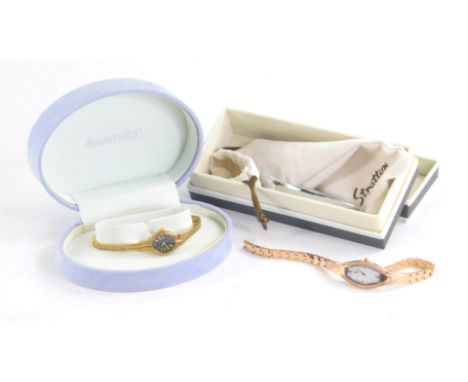 Various Accurist watches, a ladies cocktail watch with 1½cm oval dial with baton numerals and points with a textured bracelet