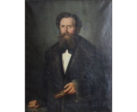 UNSIGNIERT (XIX - XX). Lebensgroßes Halbportrait.102 cm x 80 cm. Gemälde. Öl auf Leinwand. Keine Signatur gefunden. Restaurie