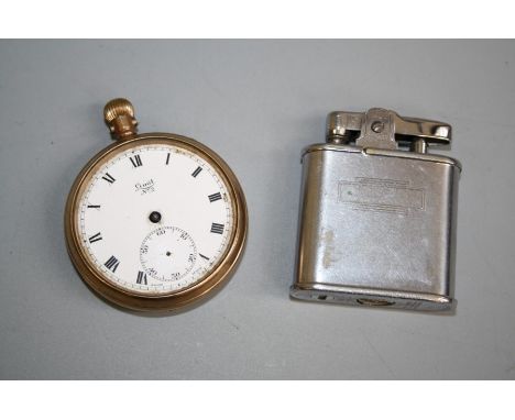 A Ronson Whirlwind cigarette lighter, cased, together with a gold plated open face pocket watch (for restoration or parts)&nb