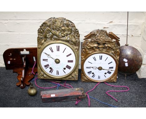 A 19th century French Comptoise wall clock with birdcage eight day movement, the enamel 9'' dial named Abbal, St Pierre des C