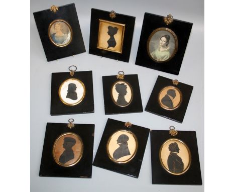 Late 19th century English school, a bust length portrait miniature of a young woman wearing a blue dress, 8 x 5cm, together w