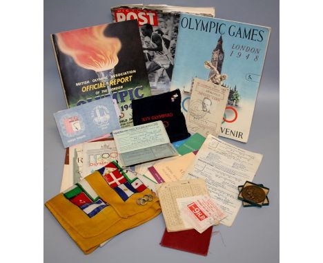 A collection of 1948 London Olympics memorabilia, formerly the property of an Athletics Official. The collection includes Ide