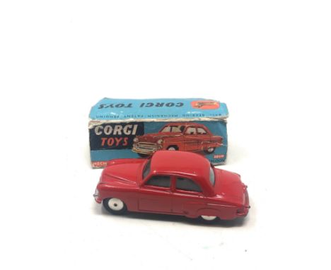Corgi Toys Mechanical -203M Vauxhall Velox Saloon with box car in good condition box worn missing flaps 